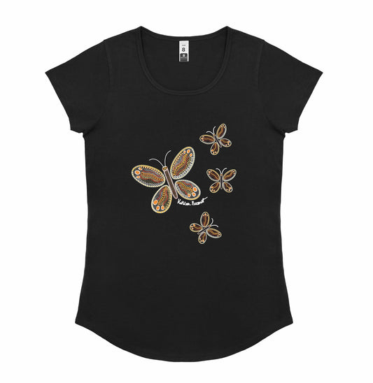 Ladies Scoop Neck T-Shirt - Butterflies