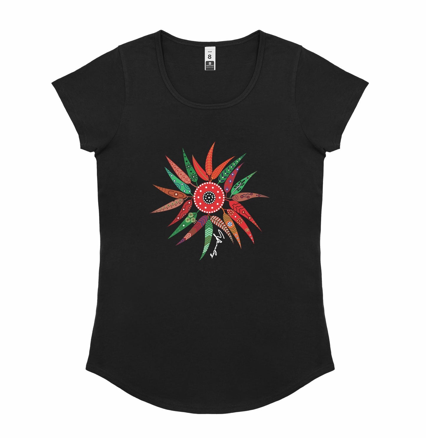 Ladies Scoop Neck T-Shirt - Gum Leaves