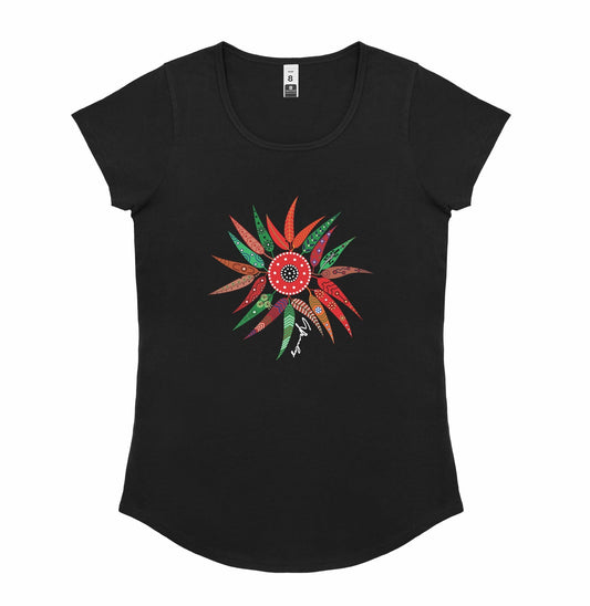 Ladies Scoop Neck T-Shirt - Gum Leaves