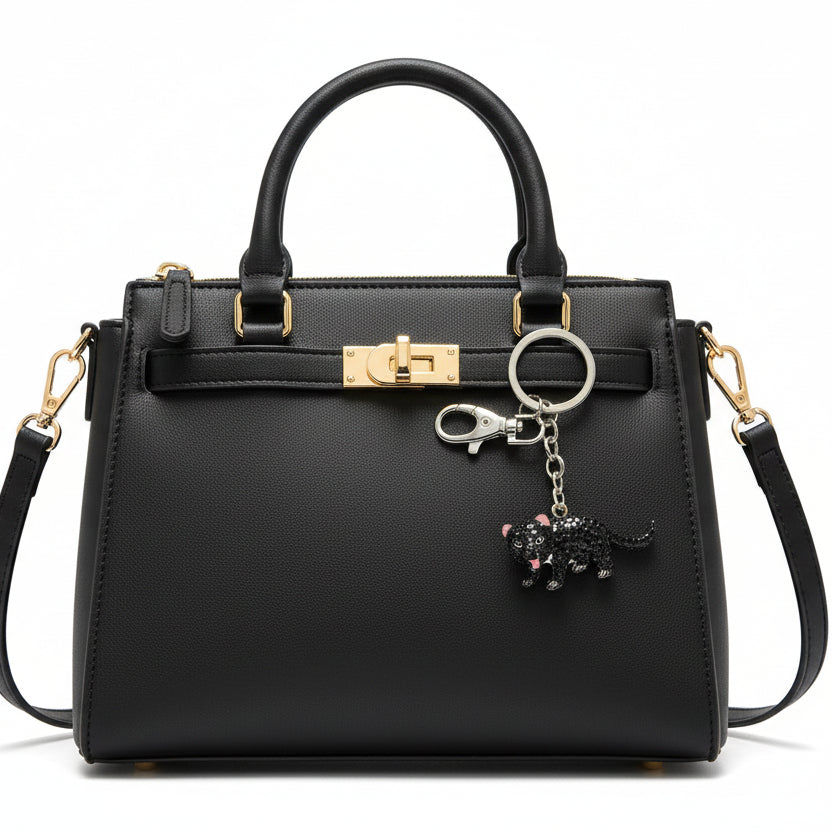 Tassie Devil charm keyring on bag
