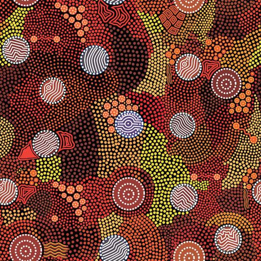 Upper Bullawa Aboriginal Pattern CHIFFON Fabric Per Metre