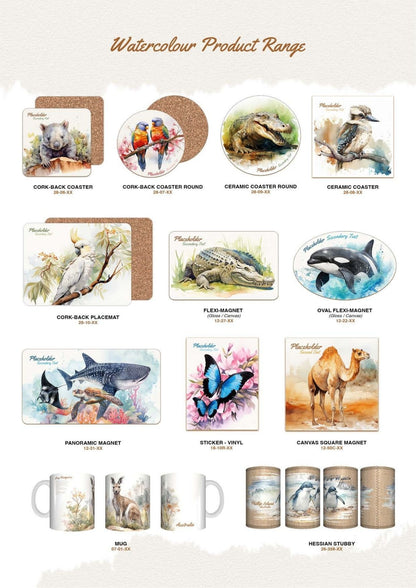 Set of 6 Placemats - Watercolour Cockatoo - Fair Dinkum Gifts