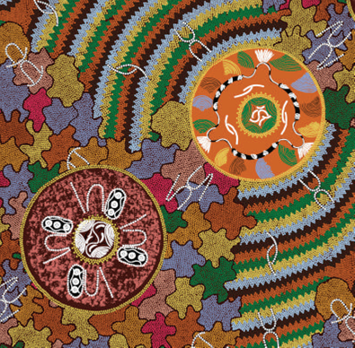 Womens Corroboree Aboriginal Pattern COTTON Fabric Per Metre