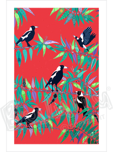 Bulurru Aboriginal Art Canvas Print Unstretched - Among the Gomeroi/Kamilaroi Magpies By Wendy Pawley
