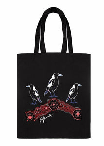 Shopping Tote Bag - Magpies At Sunset By Wendy Pawley