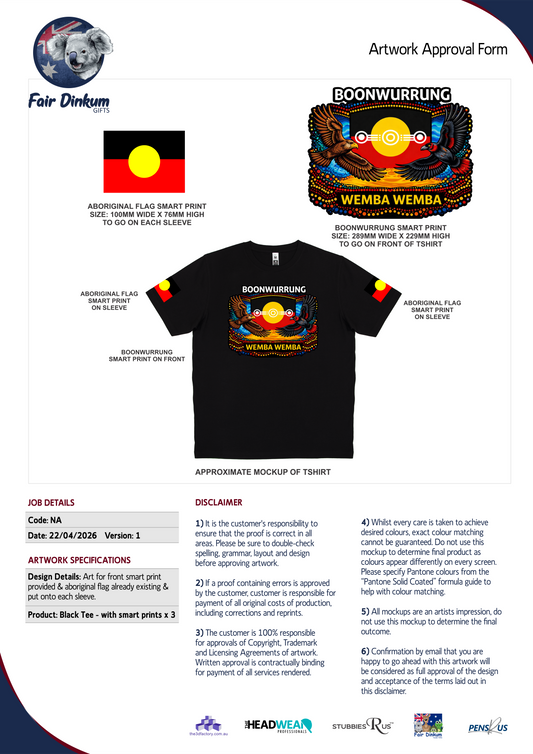 BOONWURRUNG ABORIGINAL MOB T-SHIRT DESIGN 12702 - Fair Dinkum Gifts