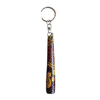 Hand Painted Didgeridoo Keyring - Alison Munti Riley Orange - Fair Dinkum Gifts