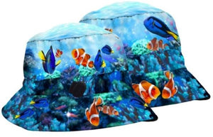 KIDS BUCKET HAT BLUE TANG AND CLOWNFISH NEMO DORY - fair-dinkum-gifts