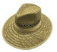 Wide Brim Straw Hat With Beige Trim And Chin Strap - fair-dinkum-gifts