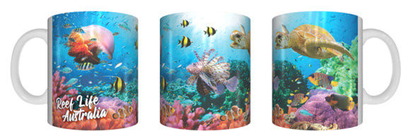 REEF LIFE Mug Cup 325ml Gift Aussie Australia Animal Native Fish Great Barrier Reef Sea Turtles - fair-dinkum-gifts