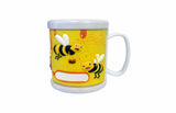 PERSONALISED KIDS 3D MUG PVC MOULDED CUP COMIC BEES WITH CUSTOMISABLE NAME TAB - fair-dinkum-gifts