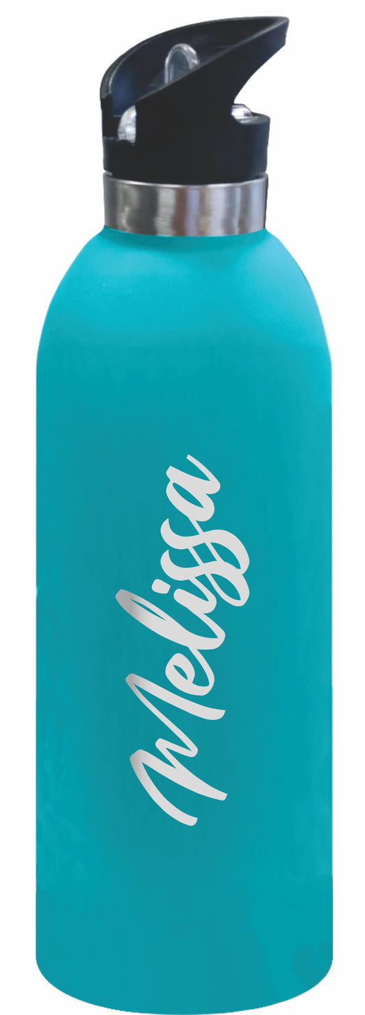 1 LITRE Personalised Drink Bottle LARGE Stainless Steel Laser Engraved Colour Rubber Paint Coating Matte - fair-dinkum-gifts