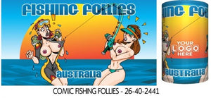 Comic Scene Fishing Follies Sexy Nude Aussie Babes Stubby Holder