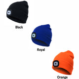 Headlight Beanie Hat Orange Black Blue Camo LED USB Rechargeable - fair-dinkum-gifts