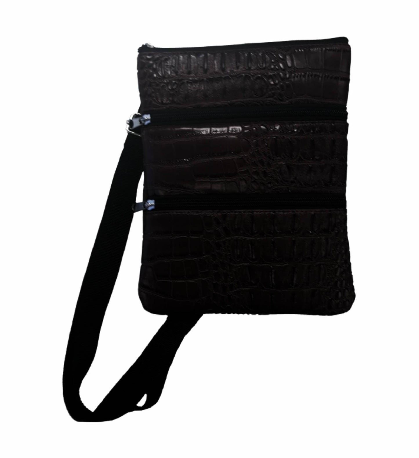 Croc Skin 3 Compartment Zip Bag Crocodile Skin Travel Bag Mens Womens Unisex Neoprene - Black Red Brown Green - fair-dinkum-gifts