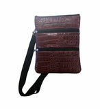 Croc Skin 3 Compartment Zip Bag Crocodile Skin Travel Bag Mens Womens Unisex Neoprene - Black Red Brown Green - fair-dinkum-gifts