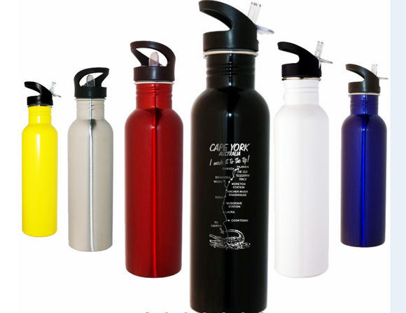 Personalised Drink Bottle 800ml Stainless Steel Laser Engraved Choose Your Colour - fair-dinkum-gifts