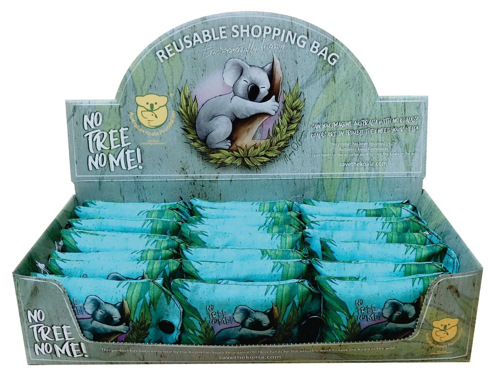 KOALA FOUNDATION RE-USEABLE SHOPPING BAG IN POUCH NO TREE NO ME - fair-dinkum-gifts