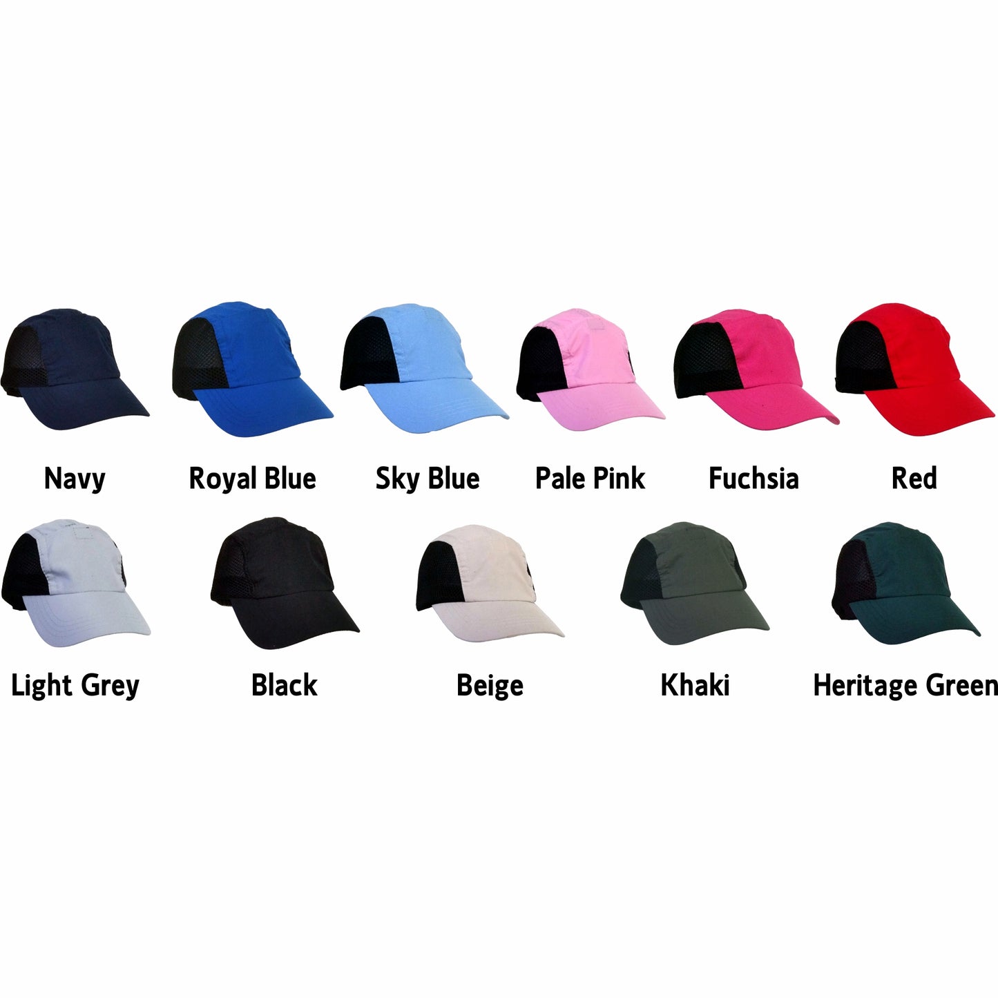 MICROFIBRE LIGHT WEIGHT CAP HAT WITH MESH SIDES UNISEX 12 COLOURS AVAILABLE - fair-dinkum-gifts