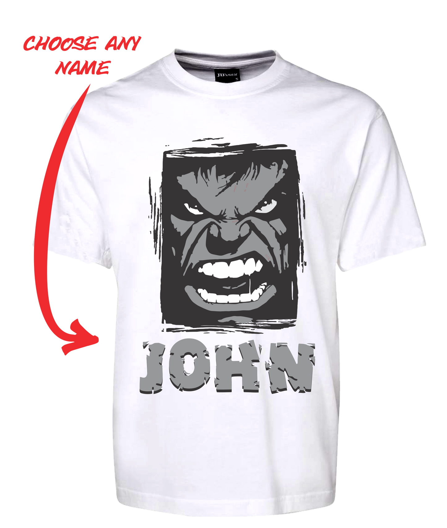 Angry Man Personalised Hulk Style Tee T-Shirt GREY FDG01-1HT-23018