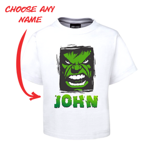 Kids Angry Man Personalised Hulk Style Tee Children's T-Shirt GREEN FDG01-1KT-22003 - fair-dinkum-gifts