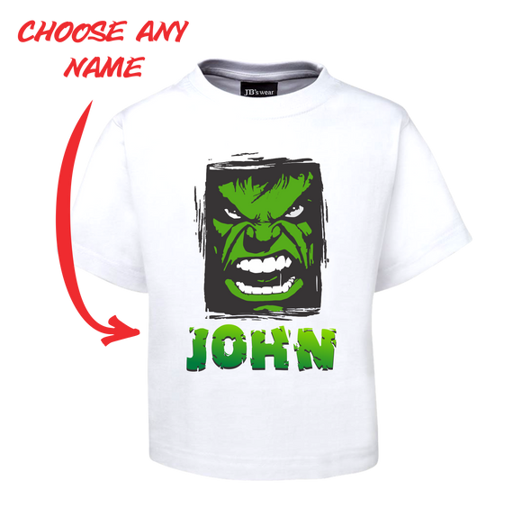 Kids Angry Man Personalised Hulk Style Tee Children's T-Shirt GREEN FDG01-1KT-22003 - fair-dinkum-gifts