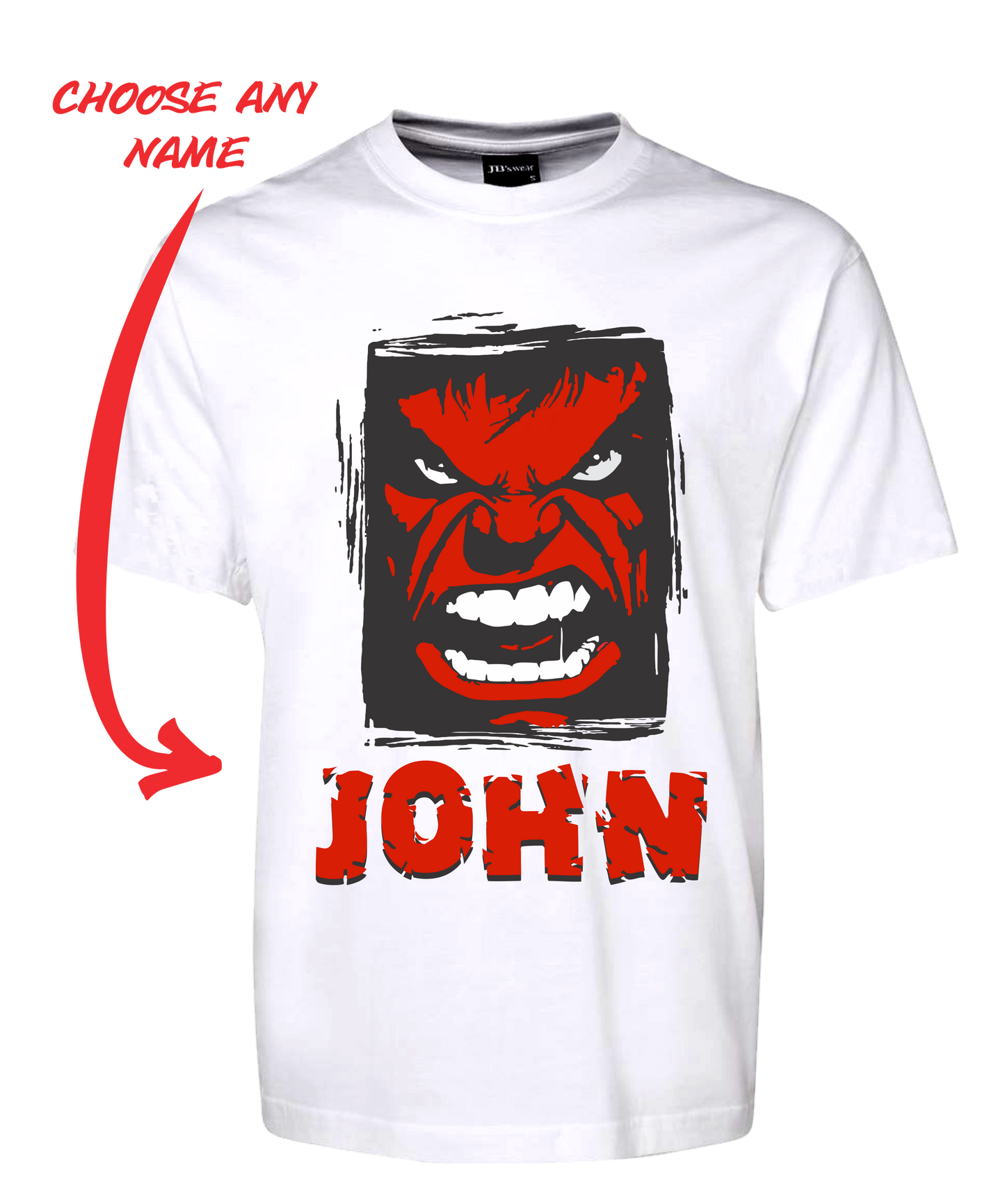 Angry Man Personalised Hulk Style Tee T-Shirt RED FDG01-1HT-23017