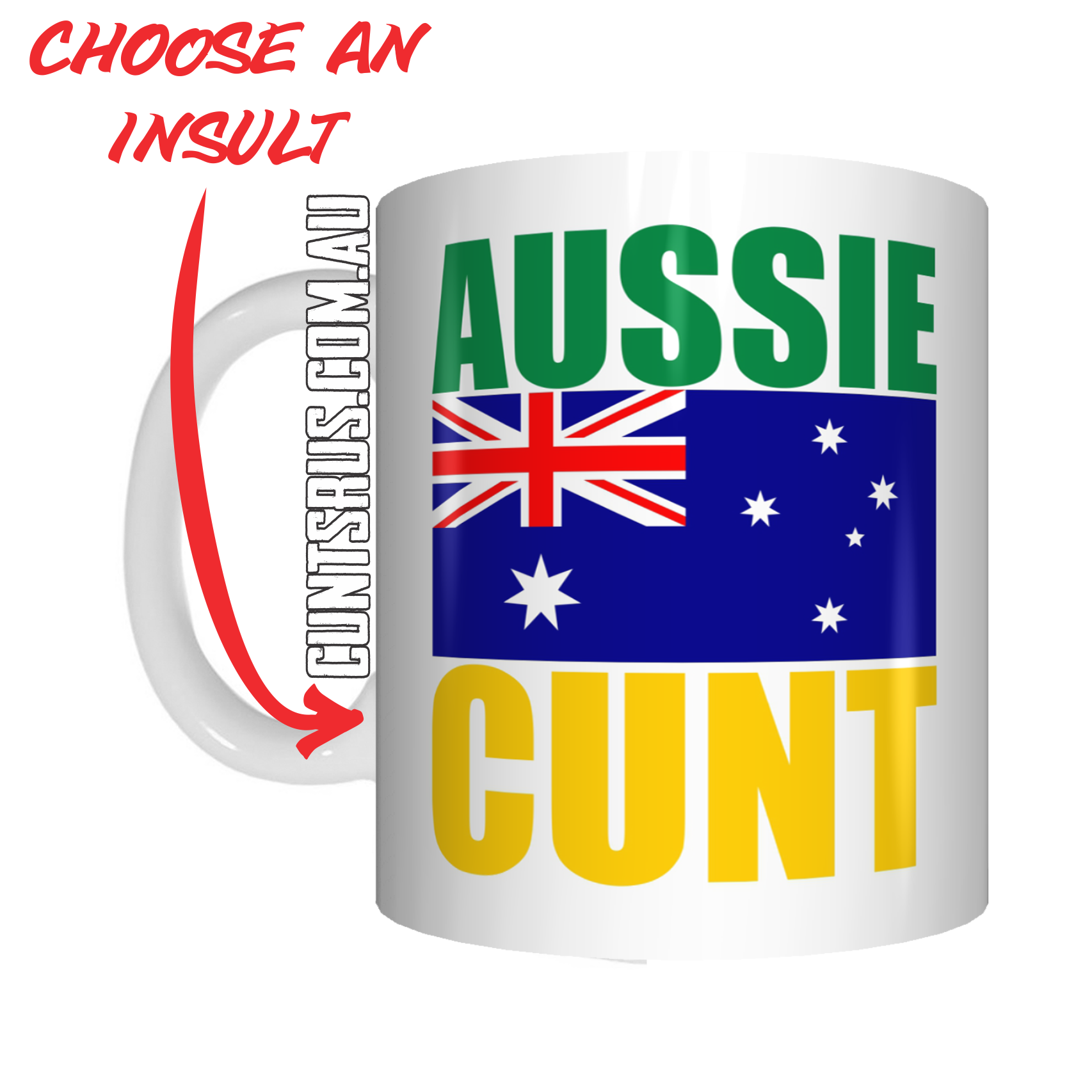 Aussie Insult Rude Coffee Mug Gift Choose From Cunt Wanker Arsehole Tosser Twat Fucker - fair-dinkum-gifts