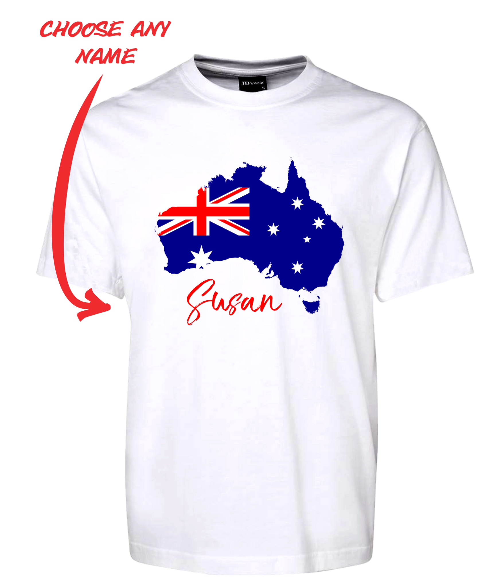 Australia Flag Personalised Tee T Shirt FDG01 1HT 23002 Fair