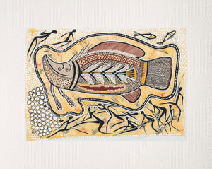 Bulurru Aboriginal Art Canvas Print Unstretched - Barramundi By Narrell Boys