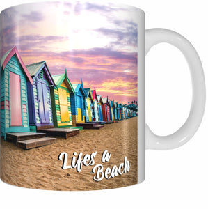 BEACH BOXES Mug Cup 300ml Gift Aussie Australia Life's A Beach Brighton - fair-dinkum-gifts