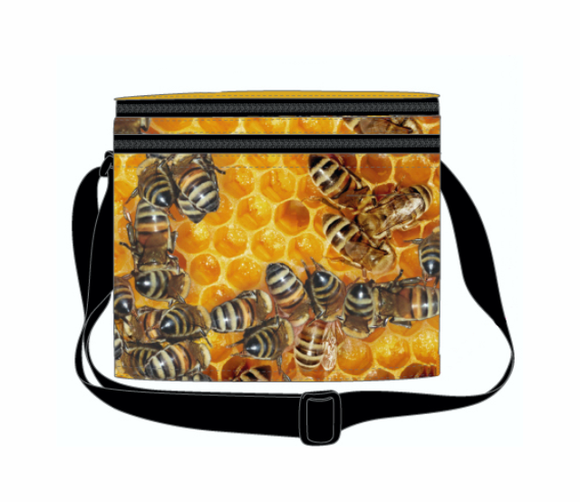 Honey Bees Cooler Bag with Zip Pocket & Strap Aussie Products Drink Holders - fair-dinkum-gifts