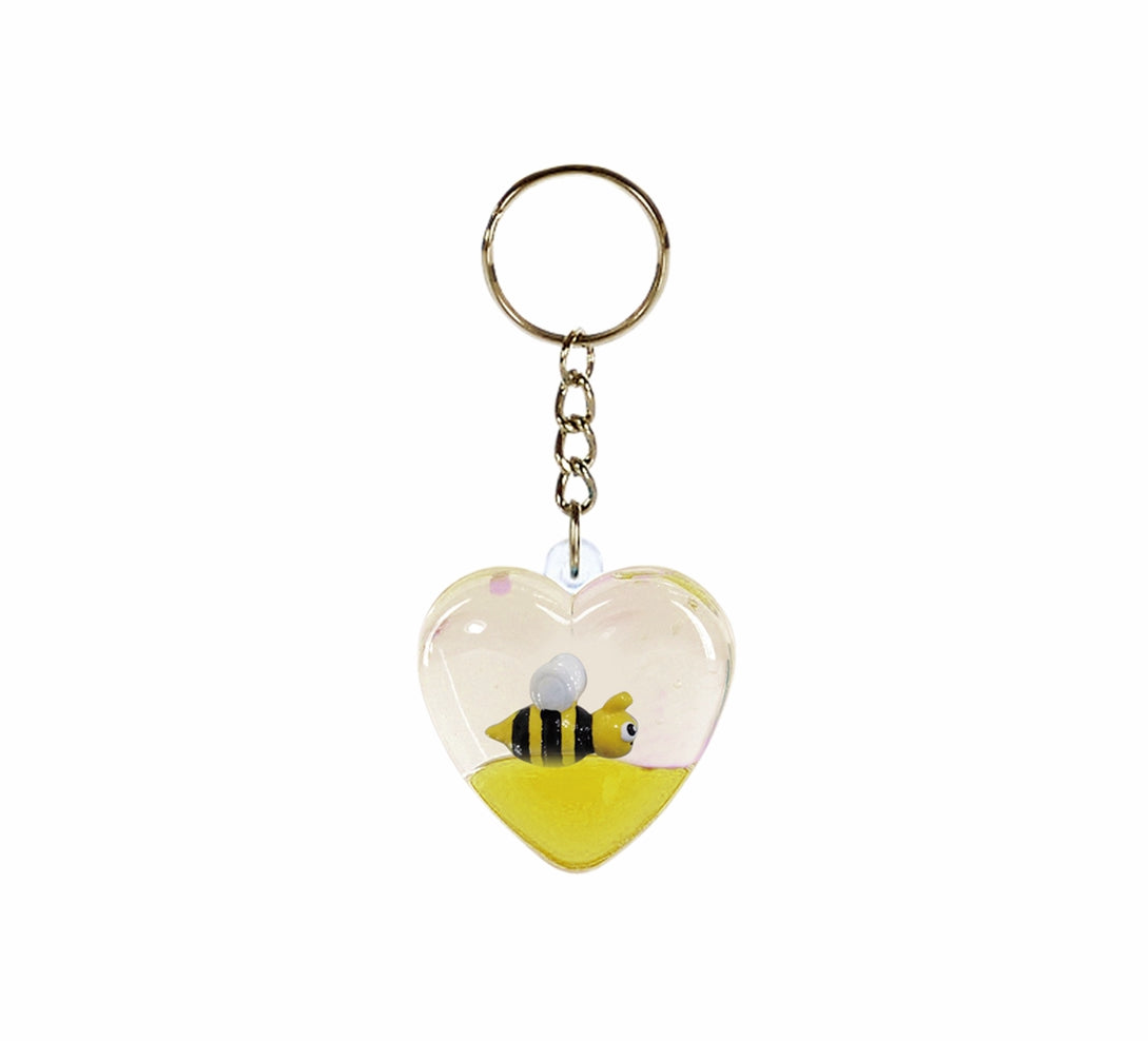 Oily Heart Key Rings Aussie Gifts Souvenirs Coloured Liquid with Floaters Love Heart Keyrings - fair-dinkum-gifts