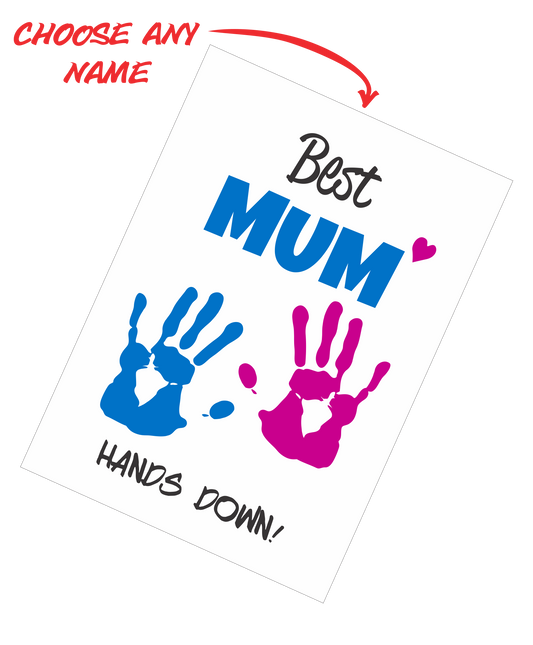 Personalised Mother's Day Teatowel - Best Mum Hands Down FDG03-03-20004 - fair-dinkum-gifts