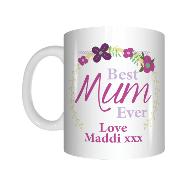 Best Mum Ever Personalised Flower Mug Mothers Day Gift - fair-dinkum-gifts