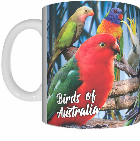 BIRDS OF AUSTRALIA Mug Cup 300ml Gift Native Aussie Rosella Cockatoo Parrot Lorikeet Kookaburra - fair-dinkum-gifts