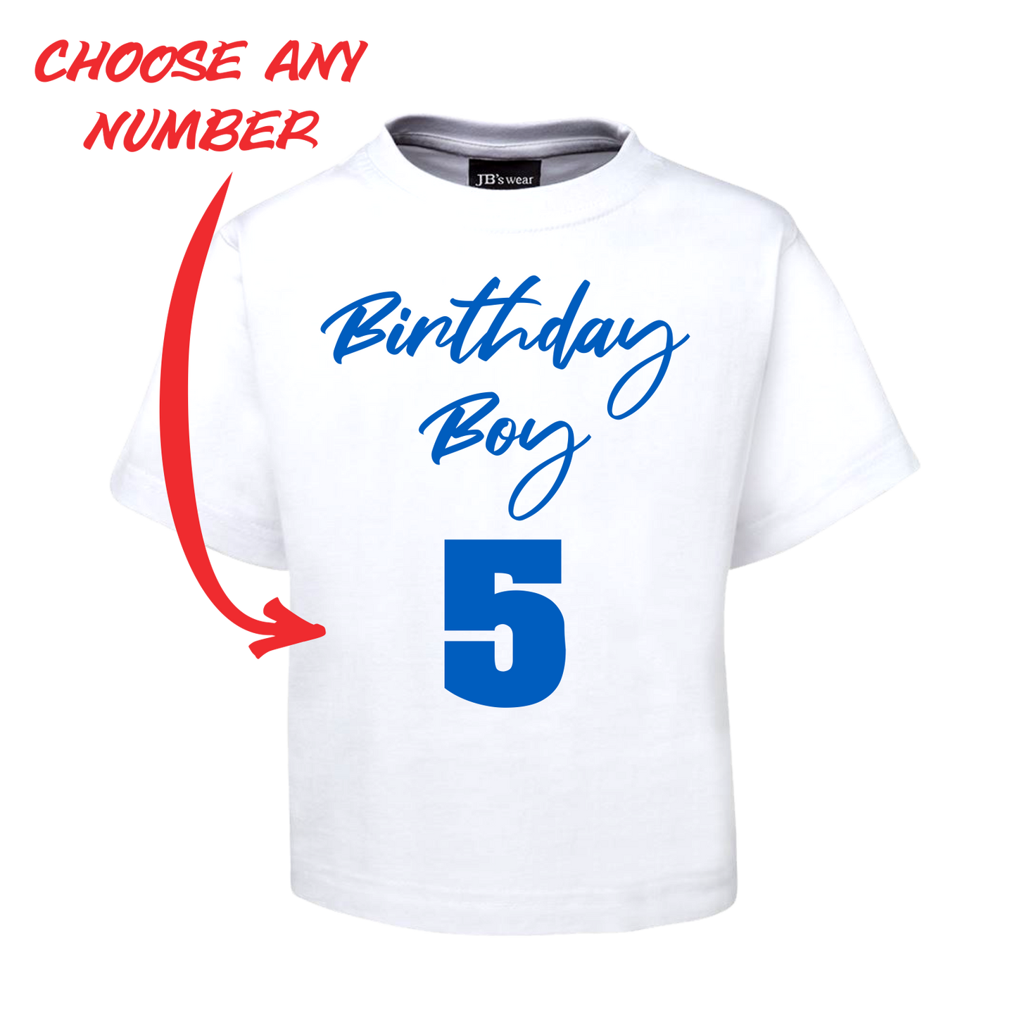 BIRTHDAY BOY KIDS T-SHIRT PERSONALISED WITH AGE BLUE AND WHITE TEE FDG01-1KT-22008/2 - fair-dinkum-gifts