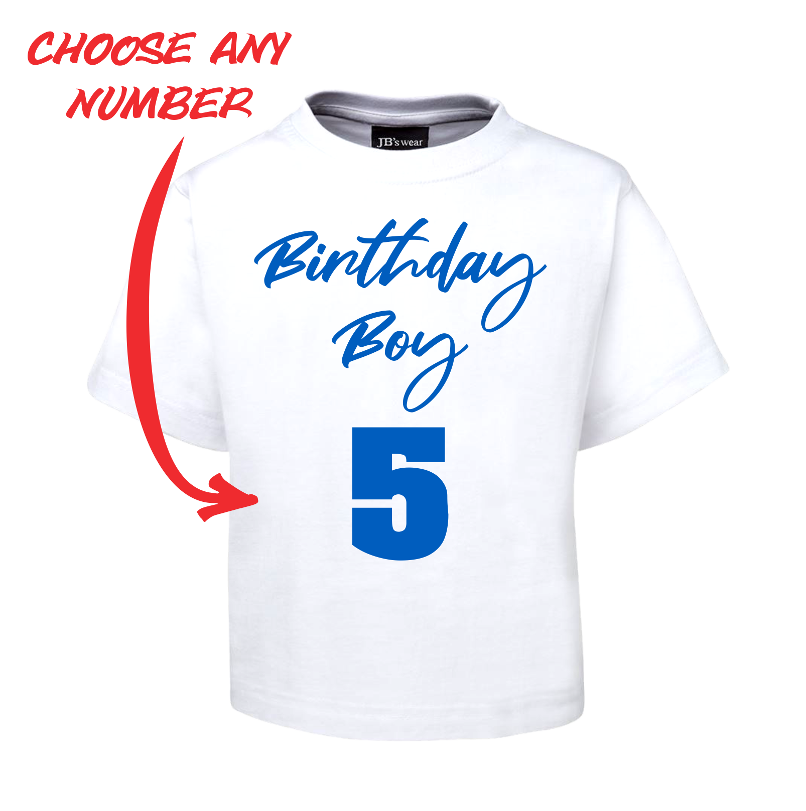 BIRTHDAY BOY KIDS T-SHIRT PERSONALISED WITH AGE BLUE AND WHITE TEE FDG01-1KT-22008/2 - fair-dinkum-gifts