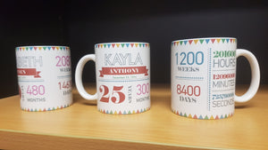 Birthday Year Date Coffee Mug Gift Present PERSONALISED Name Mug - fair-dinkum-gifts