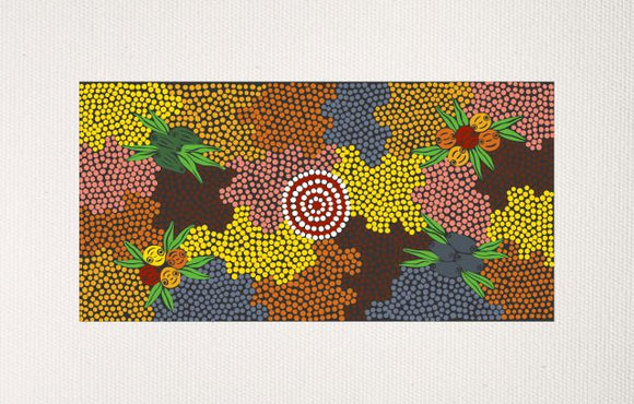 Bulurru Aboriginal Art Canvas Print Unstretched - Bush Fruit Dreaming By Doris Abbott (Nampitjinpa)