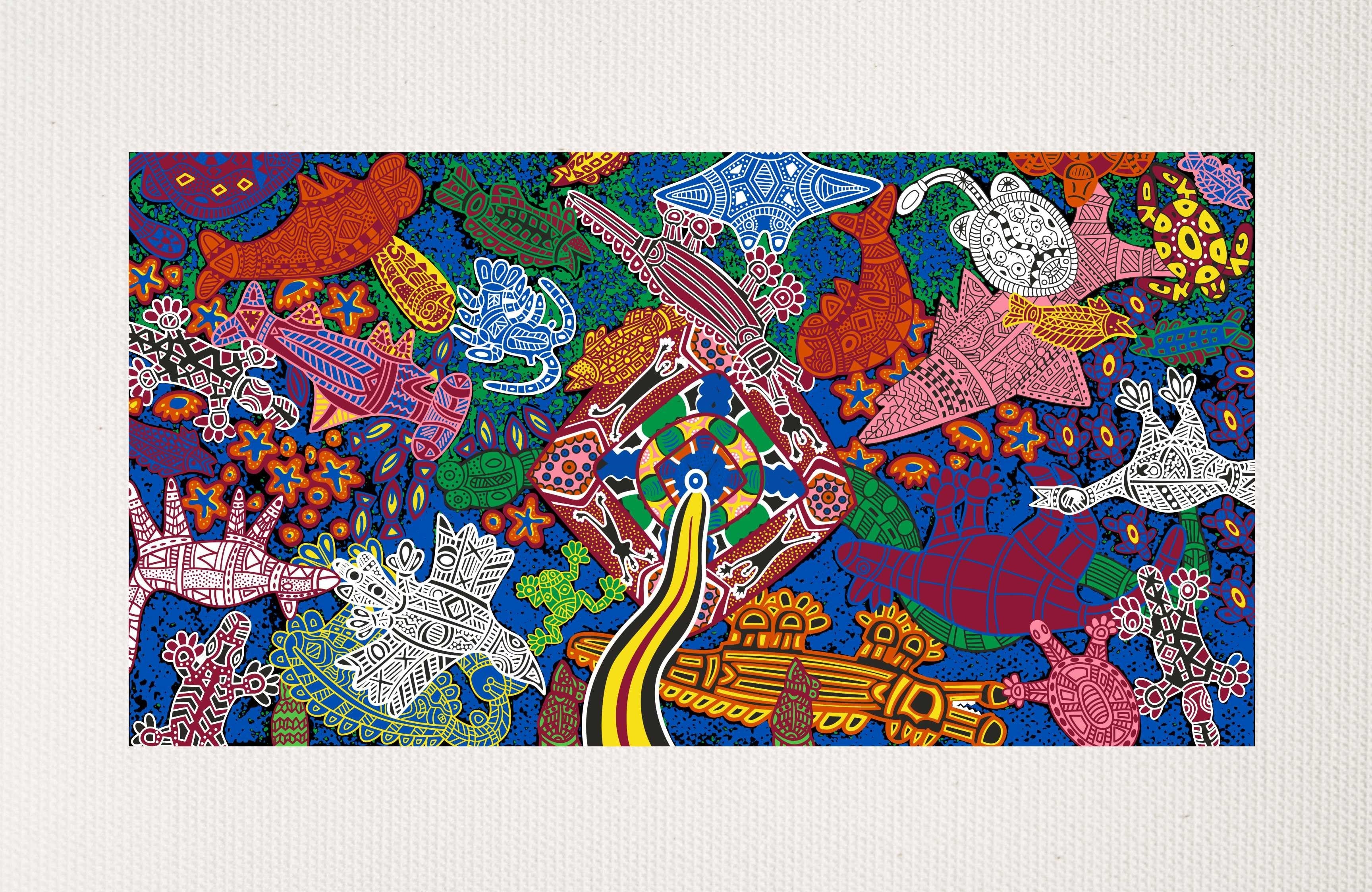 アボリジニアート Heart of My People Bulurru Aboriginal Art Canvas Print Unstretched - Heart Of My