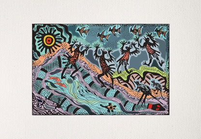 Bulurru Aboriginal Art Canvas Print  Unstretched - First Daylight By Heather Walker