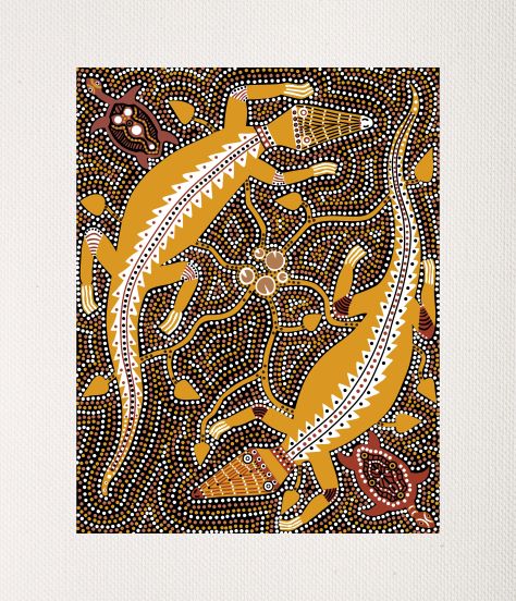 Bulurru Aboriginal Art Canvas Print Unstretched - Crocodile Dreaming By Graham Calma