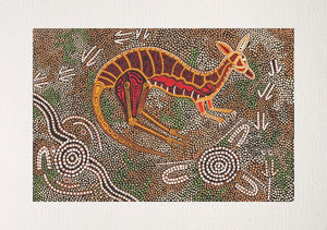 Bulurru Aboriginal Art Canvas Print Unstretched - Kangaroo Hunting By Daniel Goodwin Tjinta Tjinta