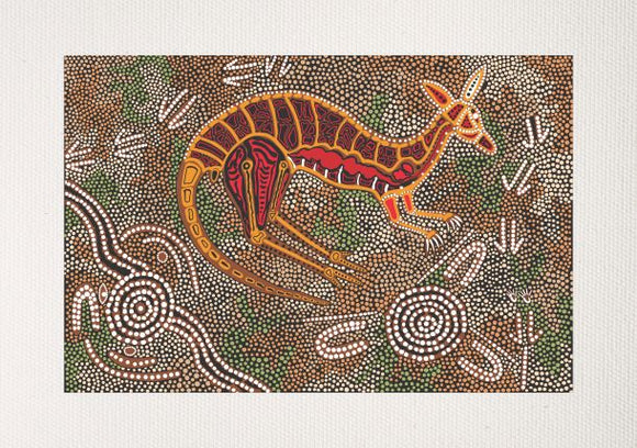 Bulurru Aboriginal Art Canvas Print Unstretched - Kangaroo Hunting By Daniel Goodwin Tjinta Tjinta