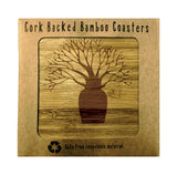 Boab Tree Bamboo Coasters Eco Friendly Set Of 4 Drink Coasters in Box - fair-dinkum-gifts