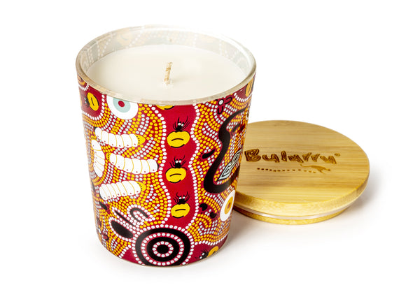 Bulurru Aboriginal Soy Candle Bush Tucker Tan Orange Blossom - fair-dinkum-gifts