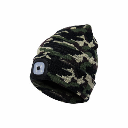 Headlight Beanie Hat Orange Black Blue Camo LED USB Rechargeable - fair-dinkum-gifts