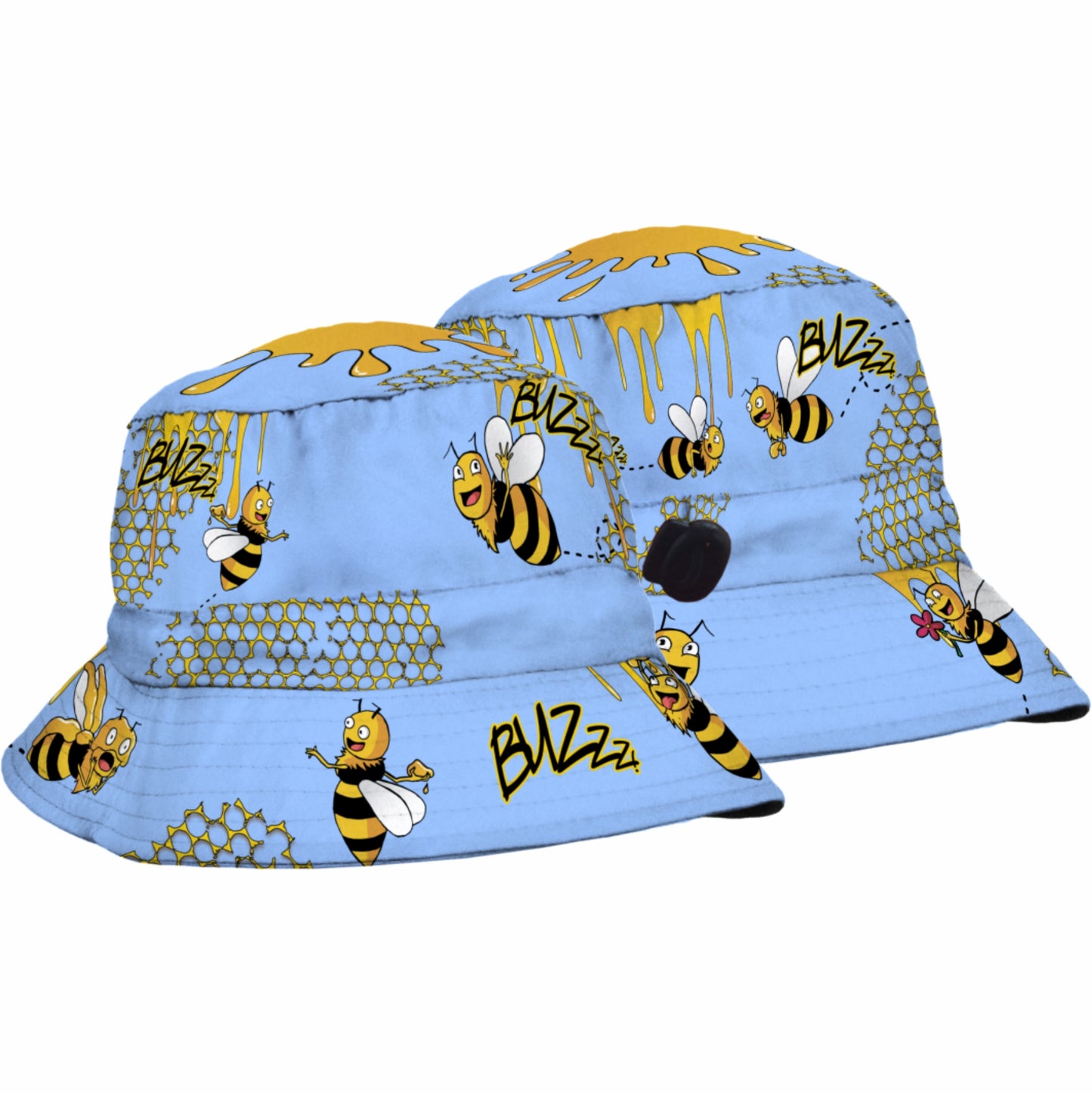 SUBLIMATED KIDS BUCKET HAT CARTOON BEES HONEY DINOSAURS BOYS OR GIRLS - fair-dinkum-gifts