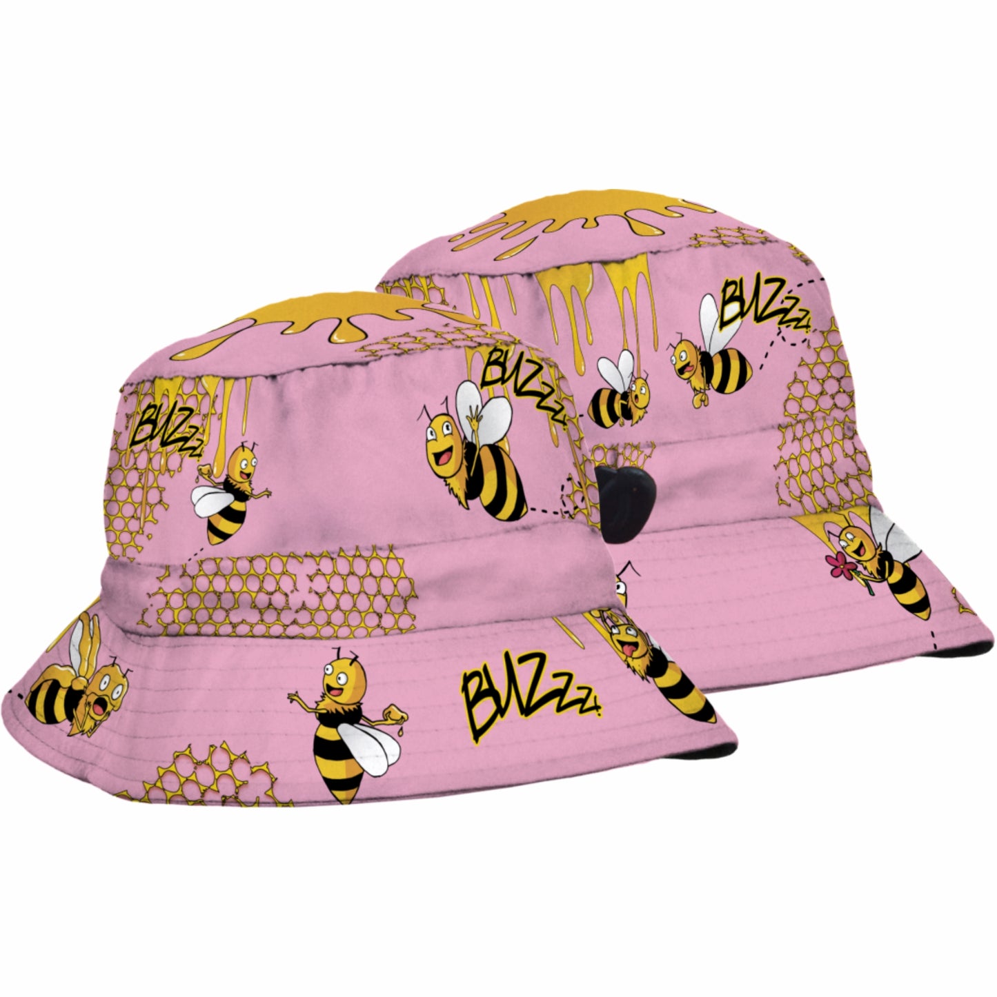 SUBLIMATED KIDS BUCKET HAT CARTOON BEES HONEY DINOSAURS BOYS OR GIRLS - fair-dinkum-gifts